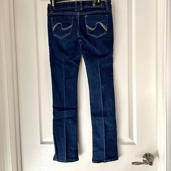 Grane Jeans Junior Sz 5 Skinny Low Rise Blue Denim Stretch Zip Fly Medium Wash - Picture 5 of 12